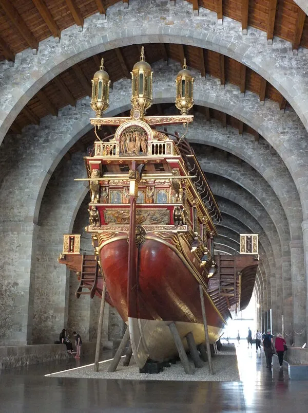 Full-scale replica of the Galera Real at Museu Marítim Barcelona — 60-meter 16th century war galley