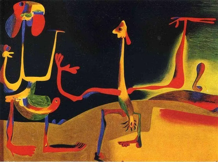 Miró — Man and Woman in Front of a Pile of Excrement, 1935