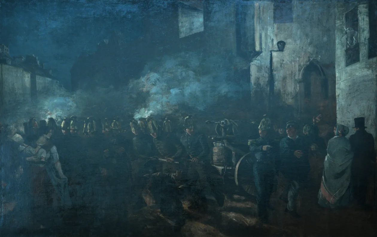 Gustave Courbet — Firemen Running to a Blaze, c. 1851