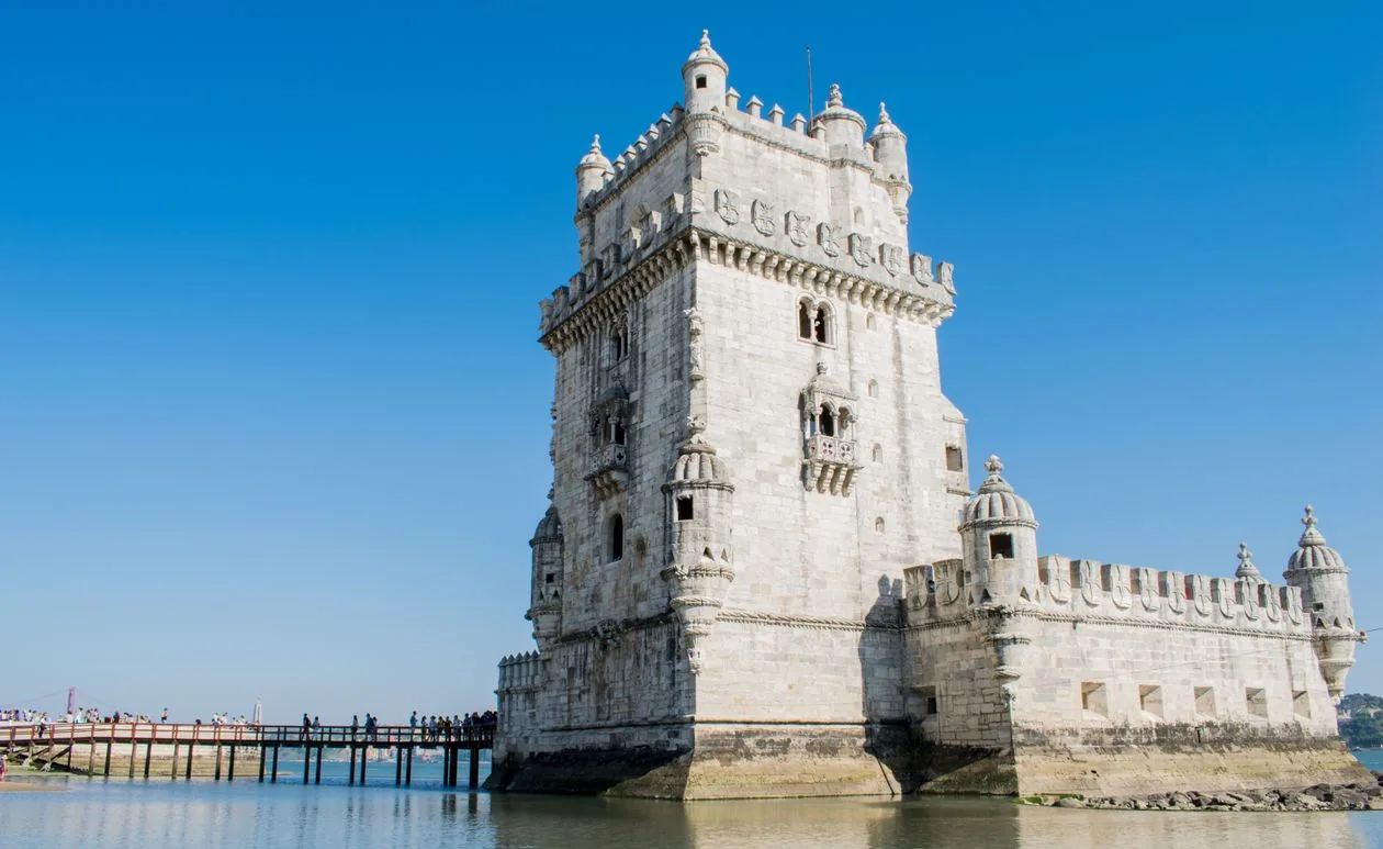 Belém Tower seen from the bank of the River Tagus
