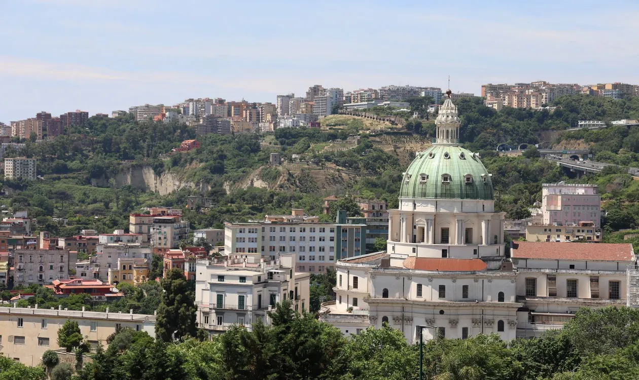 The Capodimonte hill and basilica dome above Naples