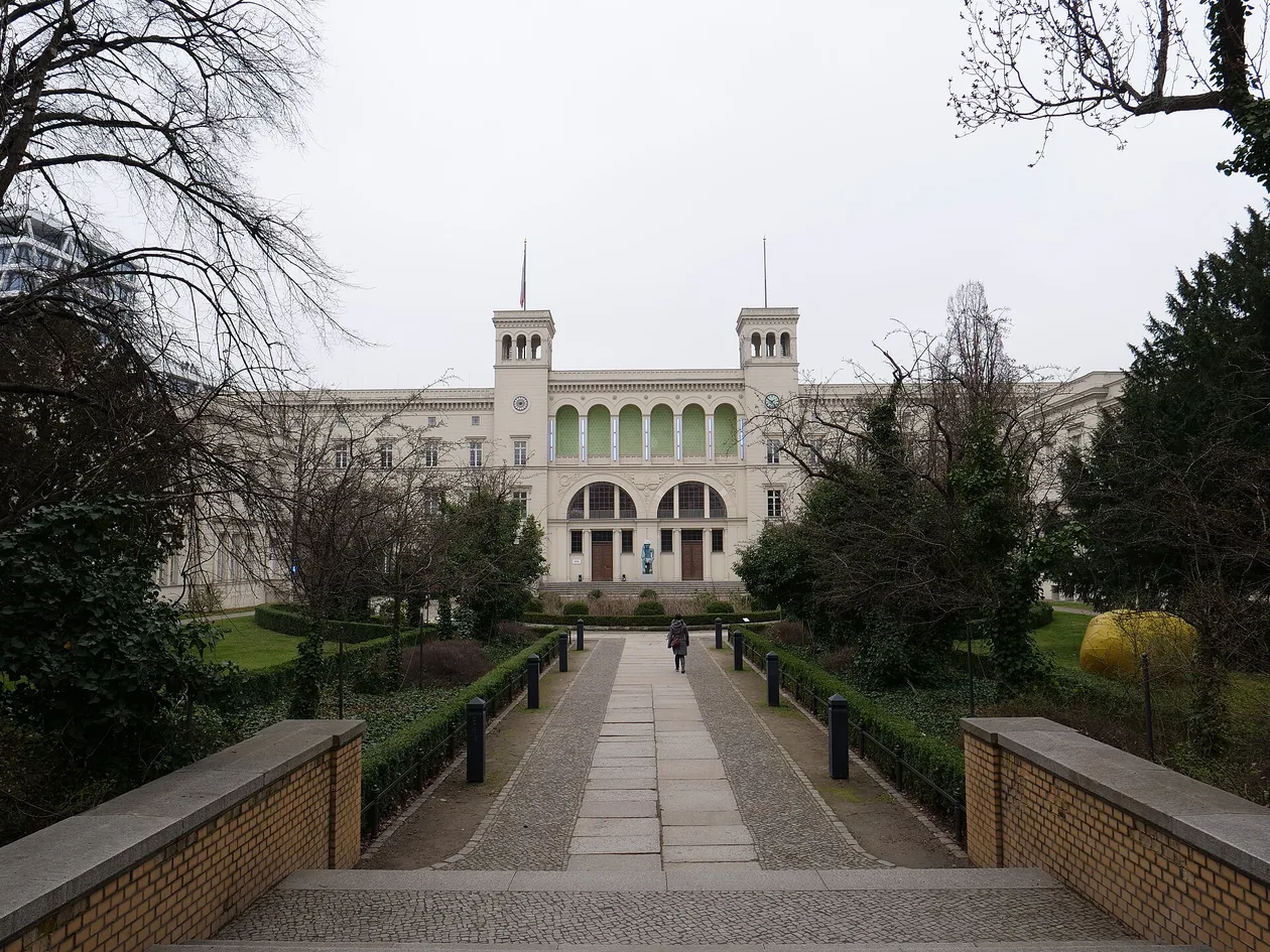Neoclassical facade of Hamburger Bahnhof in Berlin, the former railway station that houses the Nationalgalerie der Gegenwart