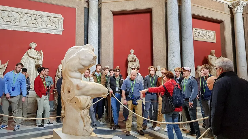 Vatican Museums interior with visitors